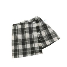 Girls Brown Plaid Flannel Skirt Academia Wrap Medium 7/8 Metallic Preppy