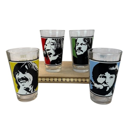 The Beatles Drinking Glasses Set of 4 Portrait Signature 12 OZ Apple Corp 2010