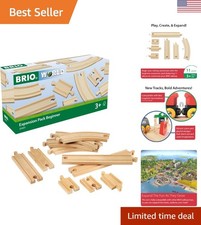 Imaginative Play with 11-Piece Beginner Train Track Set - Ages 3 Durable Wood