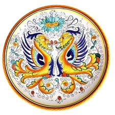 Deruta Raffaellesco Italian Plate Majolica Dragon Signed Dish Hand Painted 12 in