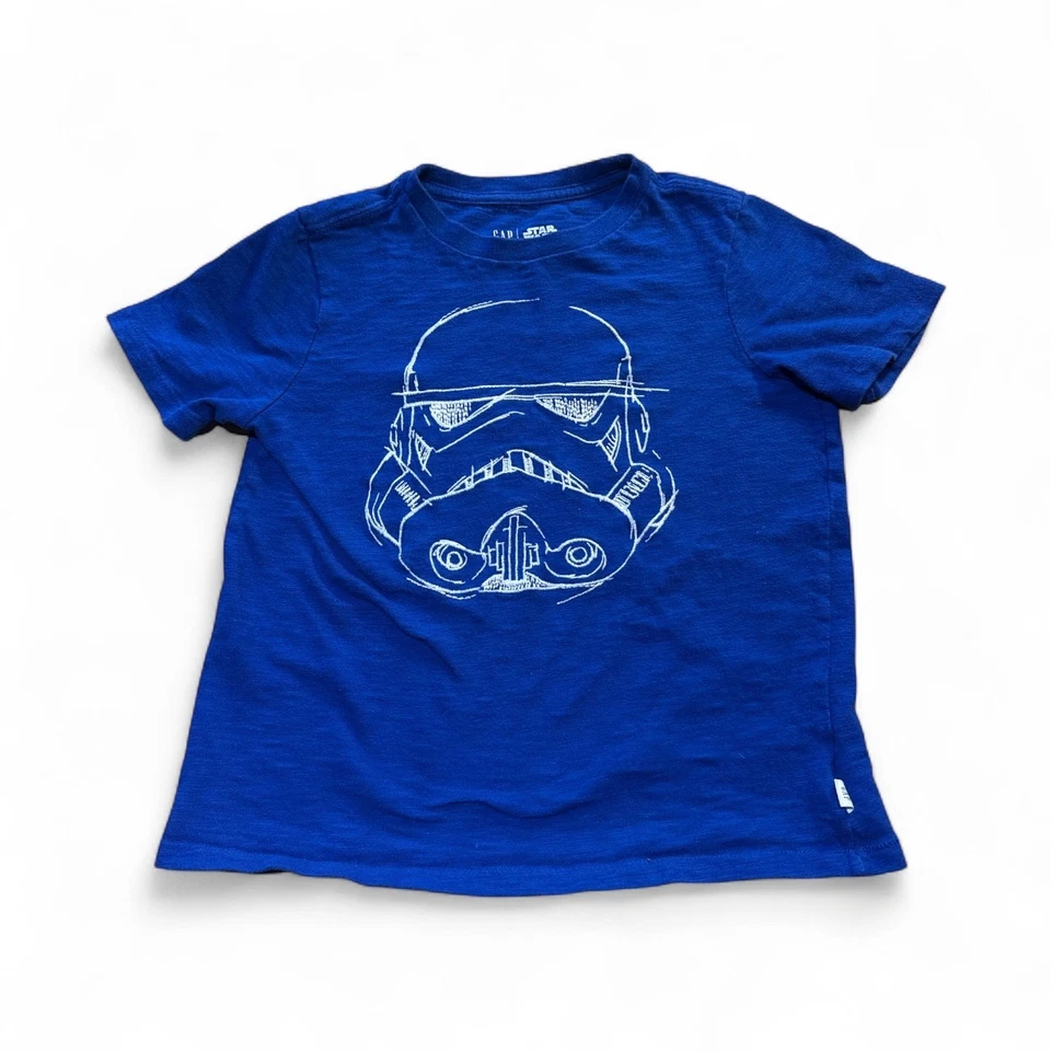 Gap Star Wars Stormtrooper Boy's T-Shirt Size S (6-7)/P Regular Brilliant Blue - Image 2 of 4