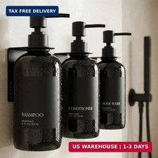 Stylish Shampoo Conditioner Dispenser Set of 3 - Wall Mount, Drill Free