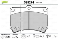 Valeo Bremsbelagsatz Scheibenbremse 598274 FüR 121 Mazda BA 323 DW MX Demio BG 4