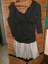 Fashion Nova Off the Shoulder Study Session Bubble Blk/white Bubble Hem Dress 1x