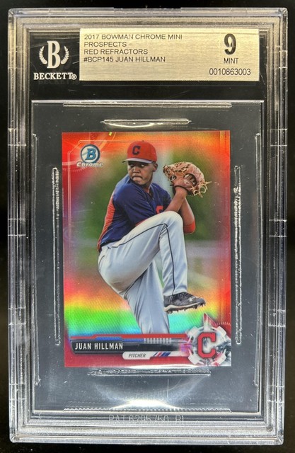 2017 Bowman Chrome Mini Juan Hillman Red Refractor #/10 Indians BGS 9