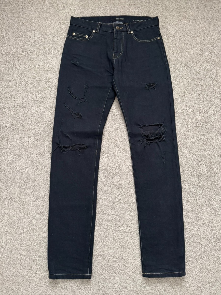 SAINT LAURENT コーティングデニムパンツ エディ期後　28 SS16 Saint Laurent by Hedi Slimane Distressed Crash Denim Jeans