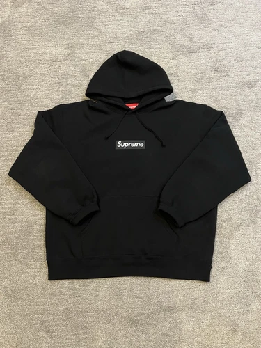 Sweat à capuche sérigraphié noir Supreme Box Logo West Hollywood Sunset Blvd Taille XL