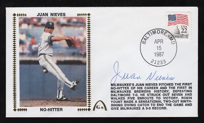 GATEWAY JUAN NIEVES AUTOGRAPHED ''NO-HITTER'' FDC POSTAL CACHET ENVELOPE SOLD OUT