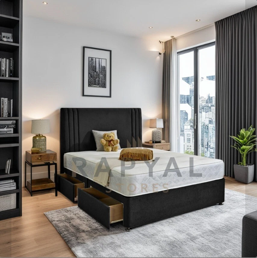 ORTHOPAEDIC DIVAN BED SET WITH MATTRESS AND HEADBOARD 3FT 4FT6 Double 5FT King - Image 3 of 4