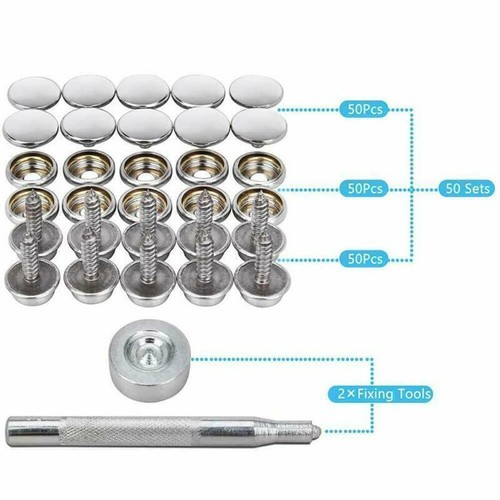 150Pcs Snap Fastener Stainless Steel Cap Canvas Screw Press Stud Kit Boat Cover - Picture 14 of 28