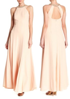Marina PEACH Embellished Neckline Dress Sz:14 - Ret $189 Now $59.99