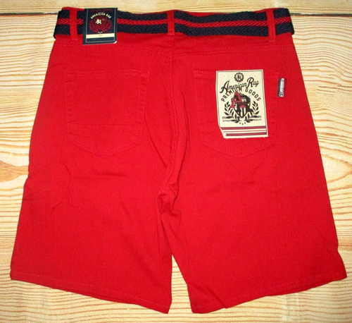 MENS AMERICAN RAG RED SHORTS WITH BELT SIZE 30 - Picture 2 of 2