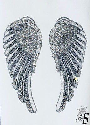 Sparkle Picture Silver Angel Wings Glitter Wall Art Any Size Ebay