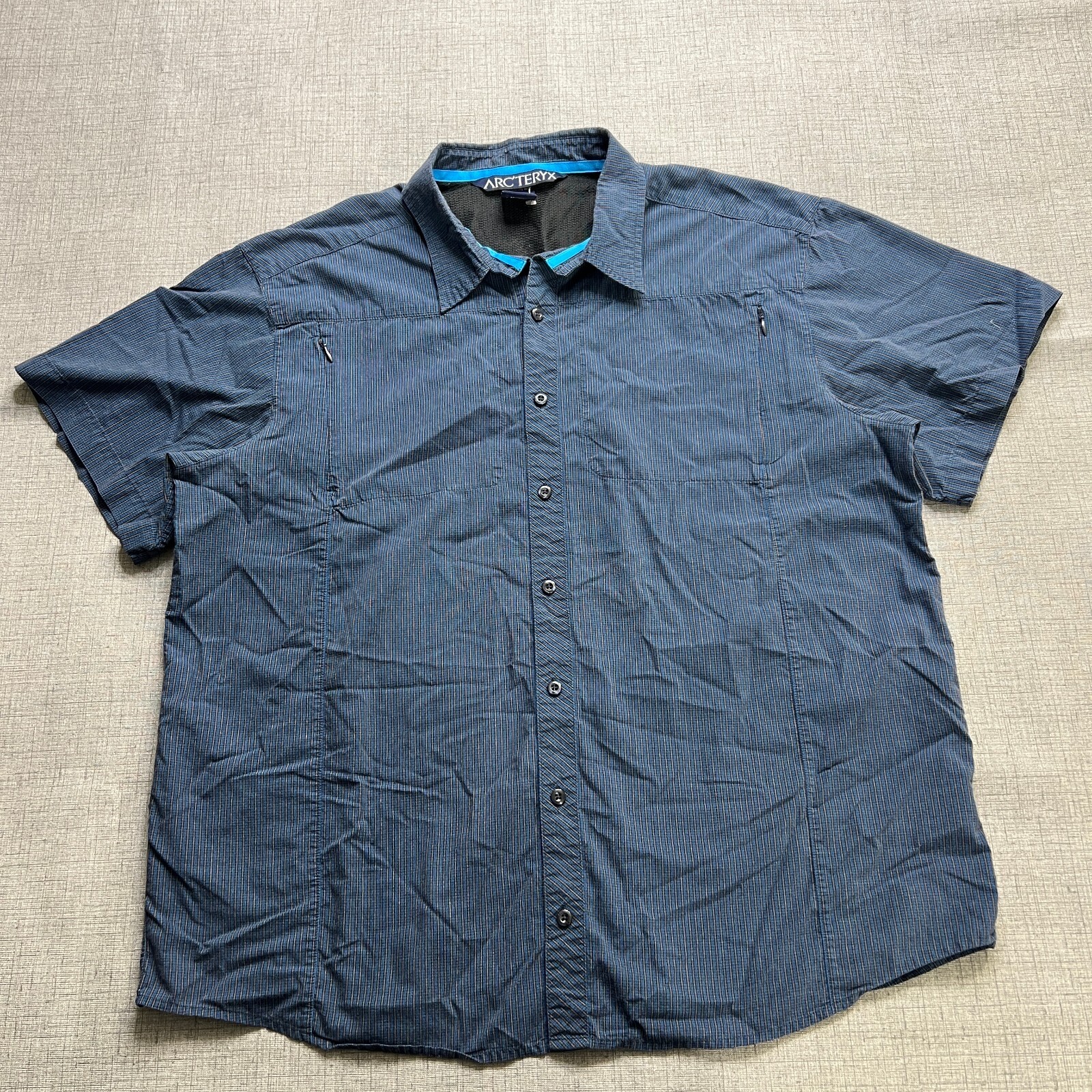 ARC'TERYX Arcteryx Camicia Uomo XL Blu Micro Plaid Utilità Tecnica Escursione Camp Gorpcore