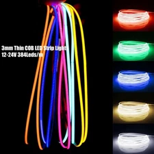 3mm Thin COB LED Strip Light 12-24V 384Leds/m Fine Linear Flexible LED Strip Bar