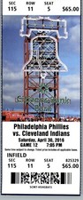 Cleveland Indians vs Philadelphia Phillies 4/30/2016 Ticket - Aaron Nola