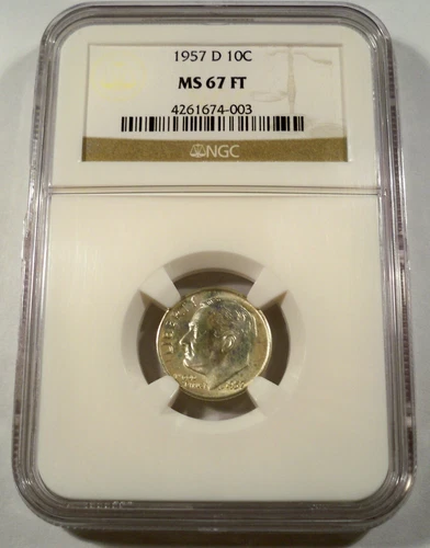 1957-D NGC MS67FT ROOSEVELT DIME 10c MS 67 FT
