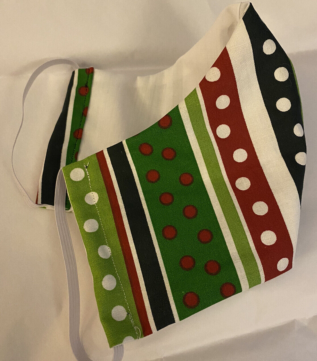 Christmas Stripe/Dot Red/Green/White Face Mask Adult Free Ship B