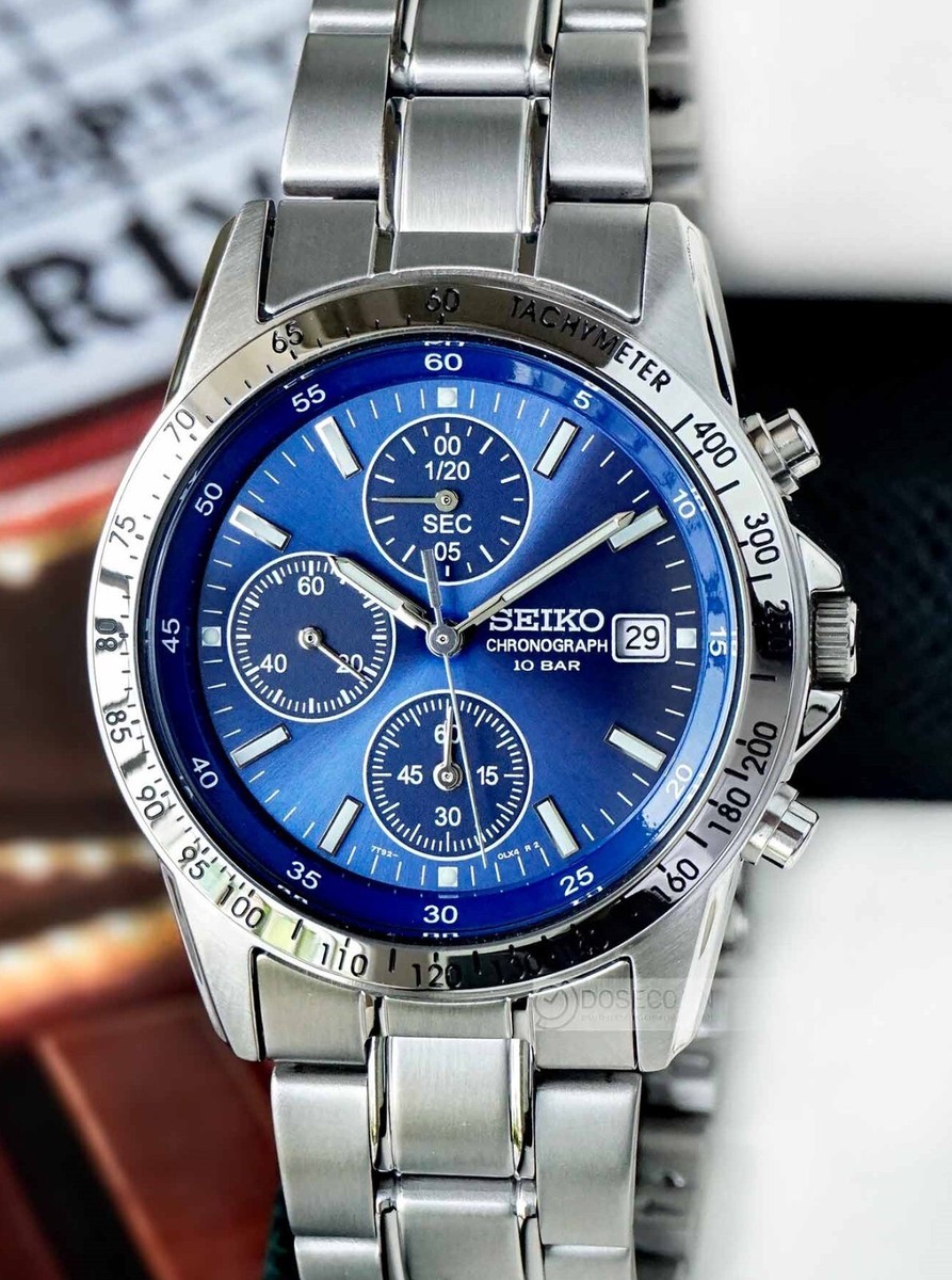 Seiko Spirit Blue Dial Chronograph Stainless Steel Men's Watch