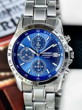 Seiko Spirit Blue Dial Chronograph Stainless Steel Men's Watch SBTQ071