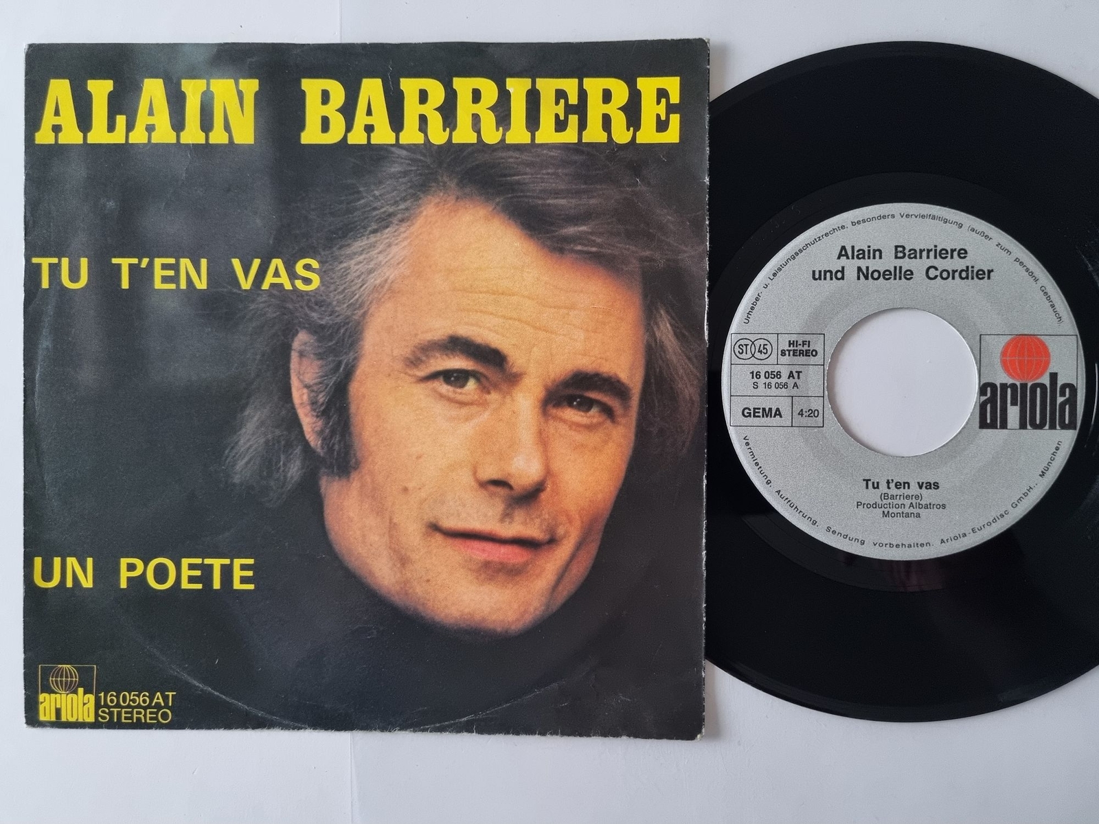Alain Barrière - Tu T'en Vas / Un Poete 7'' Vinyl Germany