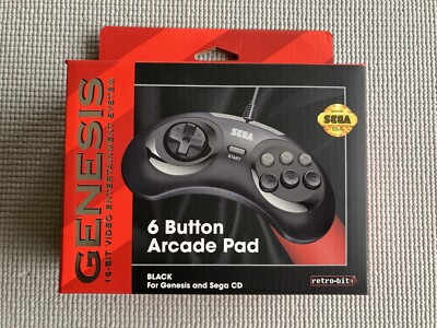 New Retro-Bit Official Sega Genesis Controller 6-Button Arcade Pad  BLACK