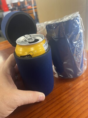 Can Koozie Holders Navy Blue Flip Top Drink Cold Cooler Beer Miller Lite  Pool