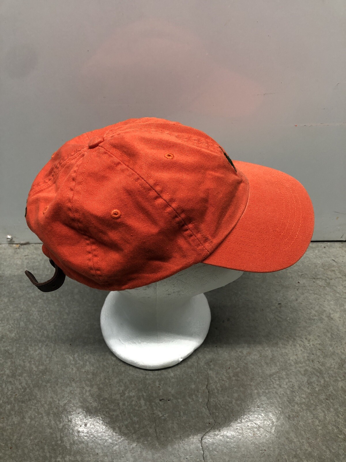 Cappello Vintage Anni '90 Polo Ralph Lauren Piccolo Logo Pony Pelle Strapback Arancione Verde