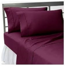 Wine Solid Queen Size 4 Piece Sheet Set 1000 Thread Count 100 Egyptian Cotton