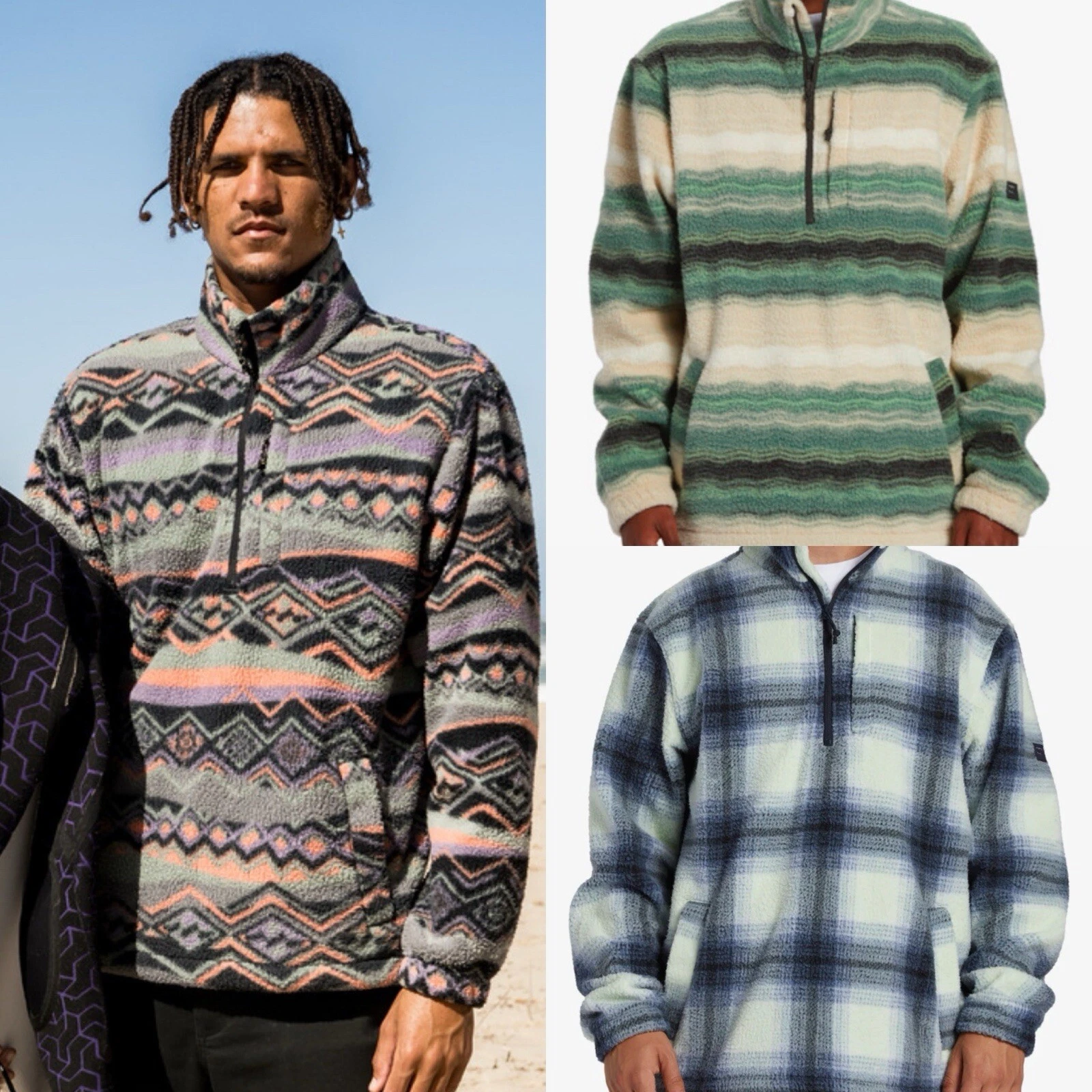 BILLABONG Boundary Fleece Half Zip Mock Neck Pick Style. Med. Jacket Pullover
