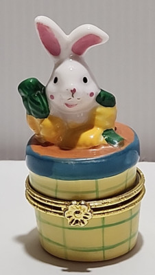 Ceramic Trinket Box ''Rabbit Easter Bunny'' Dishes Ring Earring Jewelry Pill