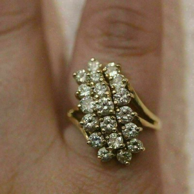 3.50 Ct Round Cut lab created Cocktail Waterfall Cluster Ring 14K Yellow Gold Fn