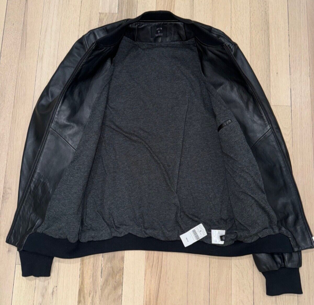 Barneys New York Lot 78 XO Black Leather Bomber Biker Jacket Zip
