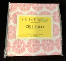 Oliver B Limited Edition Pink Geometric Flowers Crib Sheet
