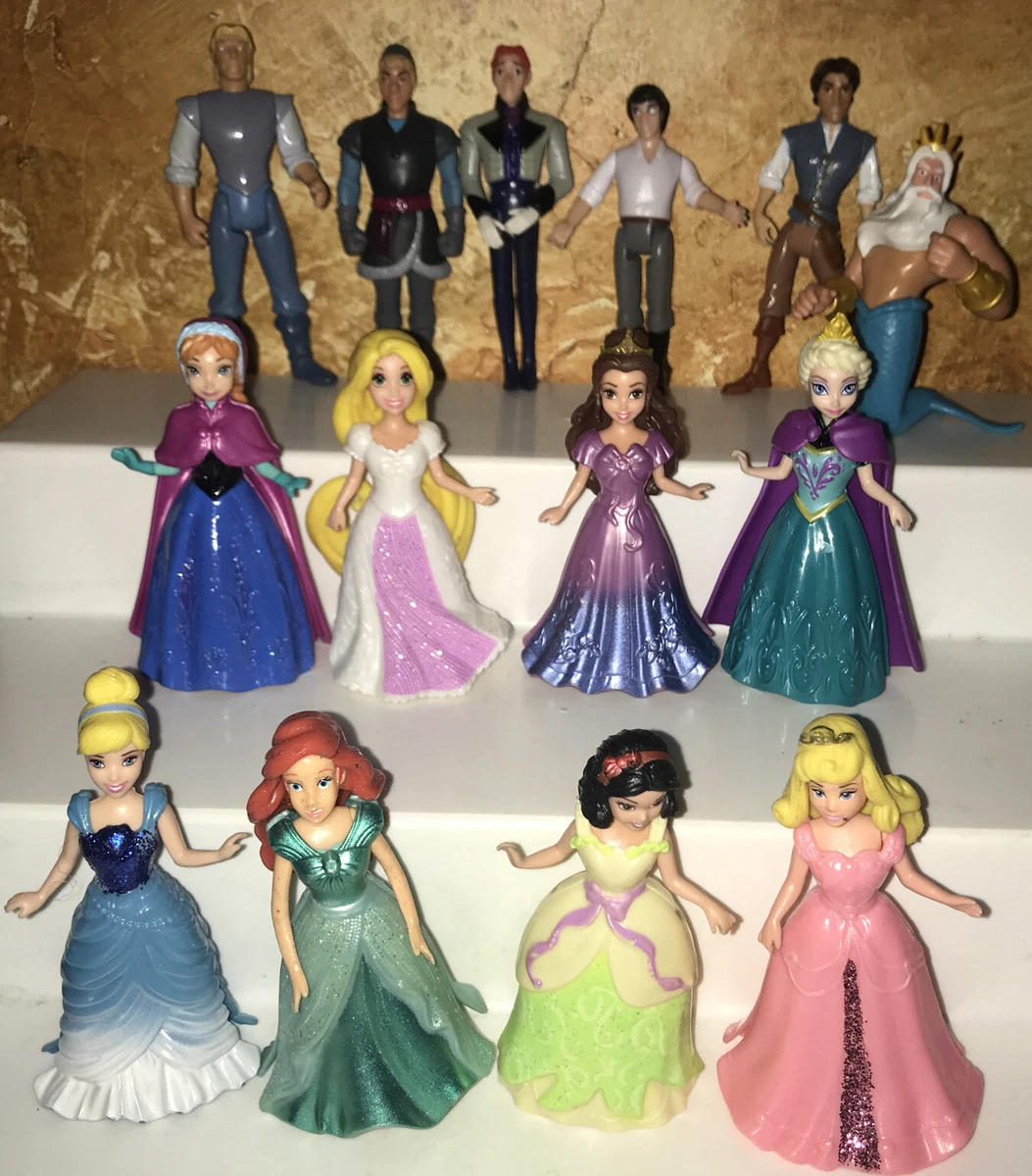Disney Princess Magic Clip Polly Pocket Dolls Lot Of 8 dolls AND 6 Prince Dolls
