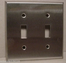 Switch Plate Cover Brushed Chrome Metal Retro 1960s 2 Gang Toggle Electric NOS