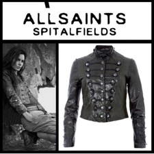 Vintage Rare All Saints 10 Brocade Cropped Jacket Leather Military Steampunk...