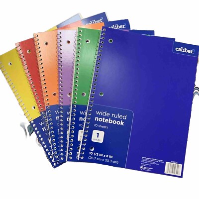 Spiral Spiral Notebook, 6 Pack, 1 Subject, College Ruled Paper 70 Sheet  Calibe