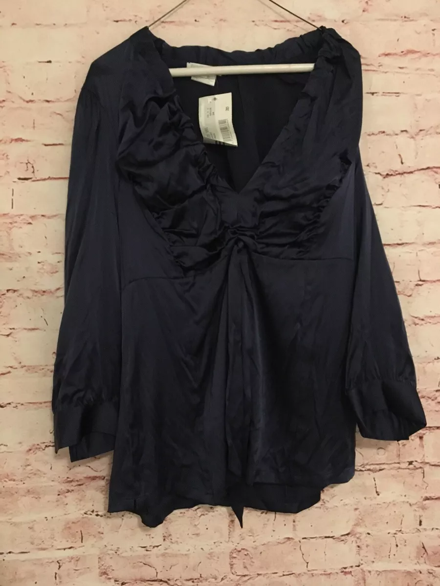 Naracamicie blue V neck Italian Blouse Size V Made In Italy Silk