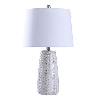 StyleCraft Table Lamp 24'' Empire Off White W/ Oatmeal Hardback Fabric Shade