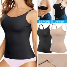 Women's Seamless Tank Tops Camisole with Built in Bra Corset Vest Body Shaper US