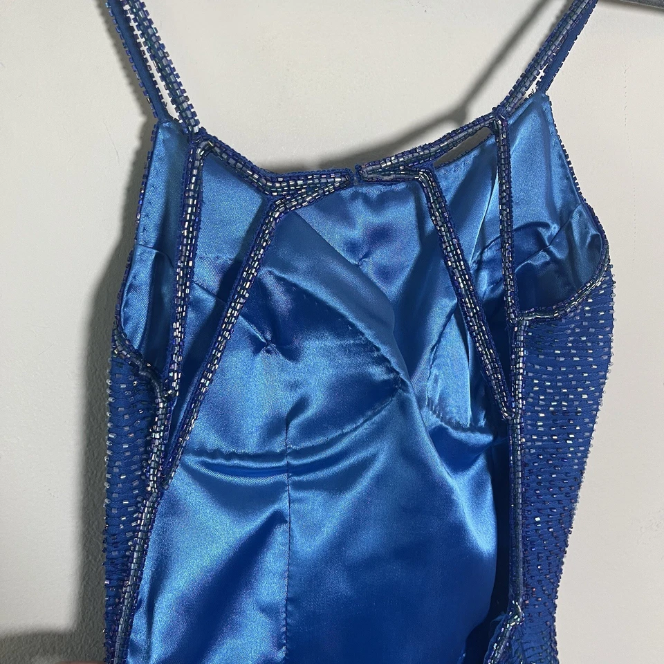 Vestido SCALA de seda con cuentas vintage de los años 90 pequeño azul aguamarina vestido de hadas caprichoso Foto 4 de 4