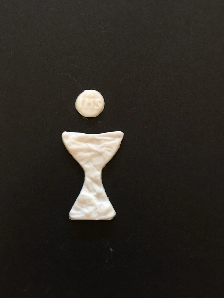 MARKENLOS Verzierwachs Kelch weiß+ Hostie Wachsverzierung Wachsdekor Wachs Wachskerze