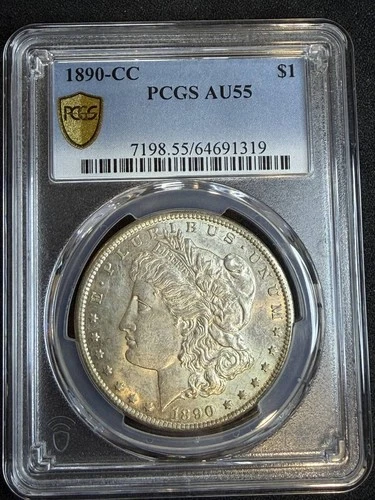 1890 CC Morgan Silver Dollar PCGS AU-55