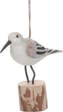 Carved Sandpiper Christmas Xmas Ornament Cream