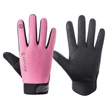 Full Finger Cycling Gloves Mountain Bike Gloves, Touchscreen MTB Medium Pink