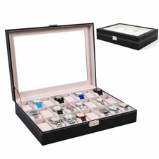 24Slot Leather Watch Box Jewelry Large Storage Space Organizer Present