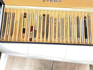 LOT OF 27 VINTAGE MECHANICAL PENCILS: YARD O LED GOLD PLATED SILVER !!!