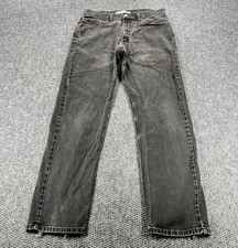 Vintage Levis 505 Jeans Men 34x34 Fit 34x32 Black Regular Fit Straight Leg Y2K