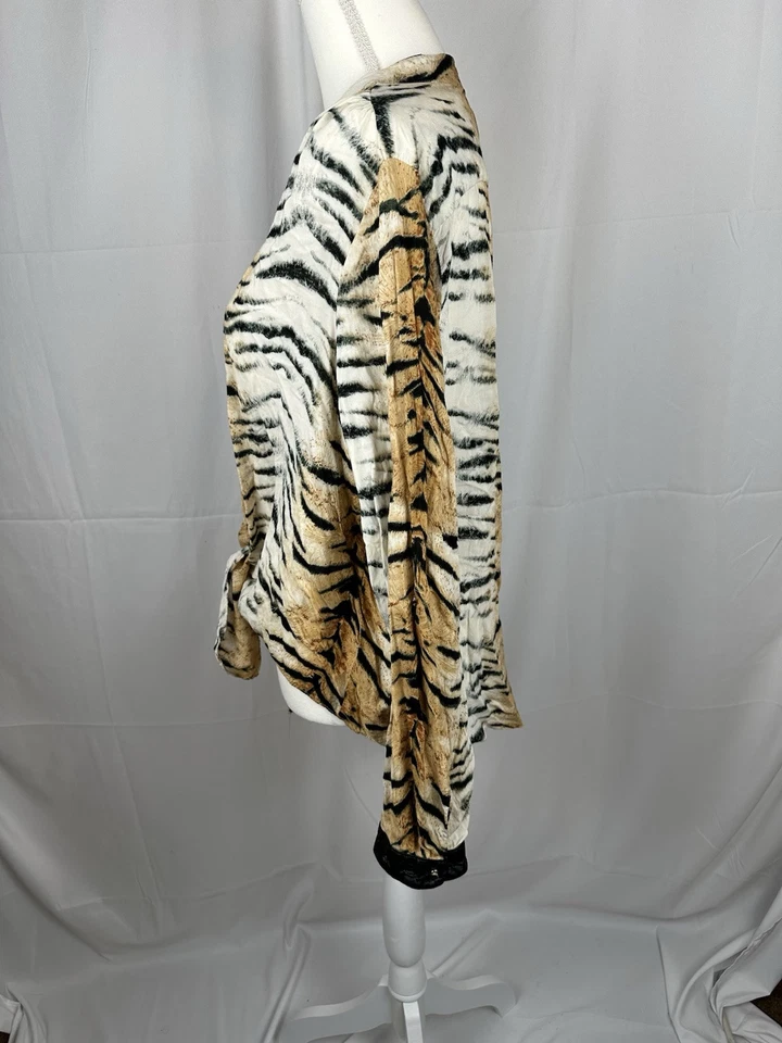 Animal Print Button Down Blouse Roll Tab Sleeves Grace Elements Woman Size 2x - Image 2 of 4